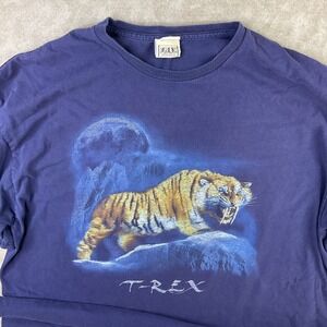 Vintage T-Rex Cafe T-Shirt Tiger Graphic Tee 90s Y2K Short‎ Sleeve Men Sz 2XL